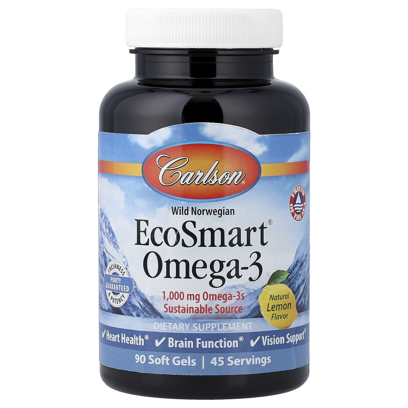 Carlson,EcoSmart 挪威野生捕捞 Omega-3，天然柠檬味，90 粒软胶
