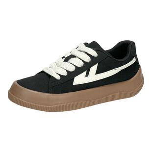 回力帆布鞋女2026新款夏季平底鞋焦糖黑色板鞋透气增高时尚女鞋子