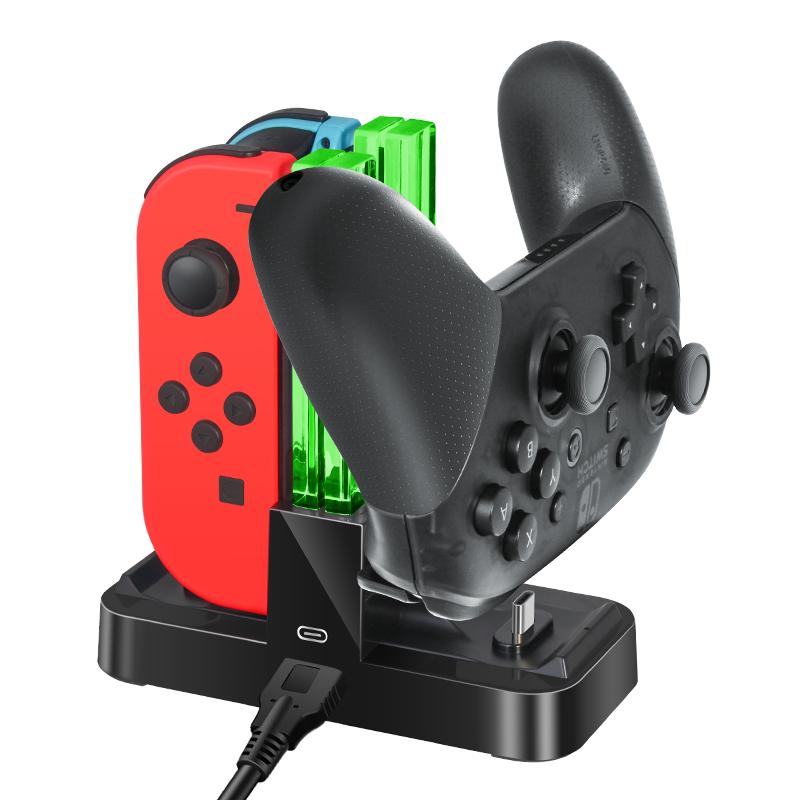 DOBE适用于任天堂switch充电底座joyconpro手柄充电指示灯四充ns多功能座充怪物猎人Rise四手柄充电底座配件