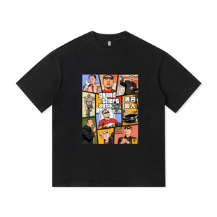 范德彪辽东地区洛圣都东北猎车手彪哥美式纯棉短袖T恤衫男装百搭