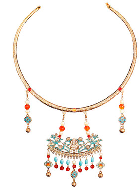 新中式汉服项圈马面裙配饰古风璎珞流苏晚明风平安锁明制婚服配饰