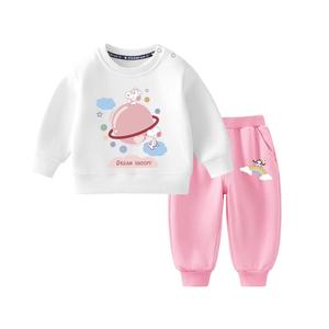 史努比女童套装春秋款2025新款婴儿宝宝冬季上衣儿童洋气卫衣春装