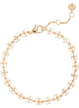 HERBE合璧 白瓷柿蒂纹样瓷囿手链 冷珐琅东方白 手工拉丝工艺