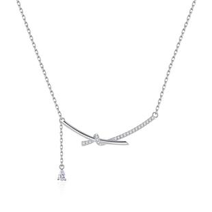 【微笑情结】S999纯银微笑项链星光绳结流苏吊坠简约锁骨链女礼品