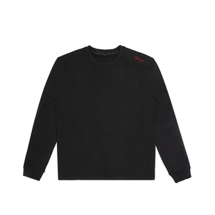 GTAL美式蜂窝红标限定基础长袖打底毛圈T恤刺绣纯色圆领拼接上衣