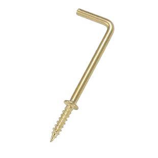 黄色镀铜带垫直角钩7七字钩相框挂钩L型L形自攻木螺钉镜框螺丝钉