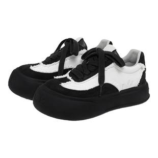 【黄子弘凡同款】SOAP OPERA黑白熊猫德训鞋2024新款增高厚底板鞋