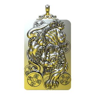实心貔貅足银吊坠男999纯银霸气招佛牌银牌项链挂件原创复古情侣