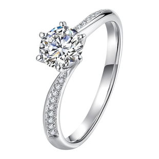 周梵生【培育】PT950铂金钻戒50分扭臂六爪人工人造钻石戒指女戒