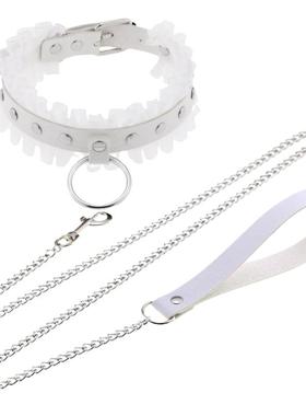 蕾丝项圈女铆钉朋克牵引绳