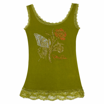 古早新中式谭燕玉风辣妹亚文化嬉皮玫瑰花烫钻蕾丝花边无袖背心女