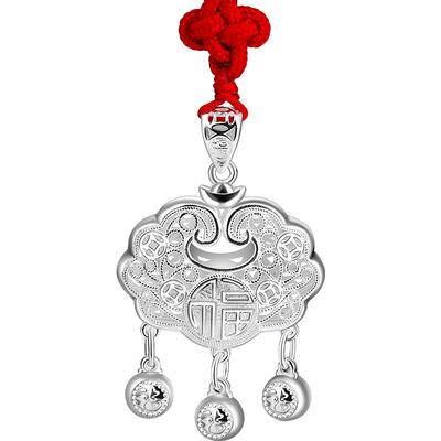 老银匠999足银花丝福字宝宝锁