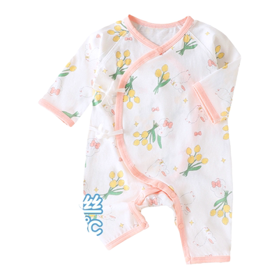 否斜襟系带蝴蝶衣纯棉夏哈衣