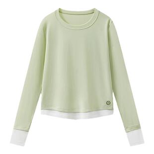CLOUDSPACE【绿洲T】莱赛尔棉假两件长袖女T恤春季简约休闲上衣