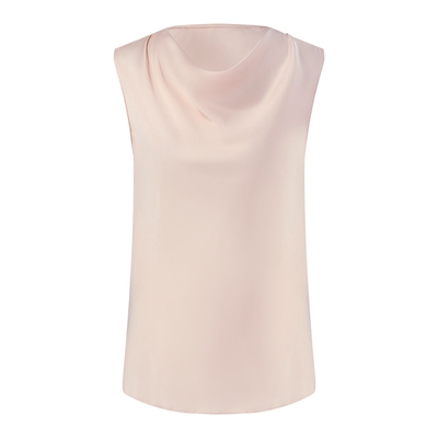 歌莉娅春季桑蚕丝荡领背心上衣女