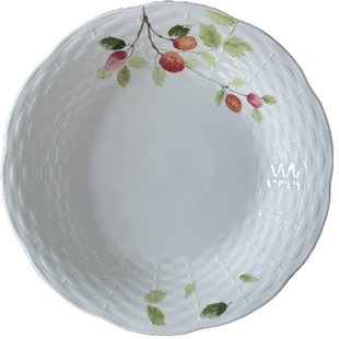 日式秋实席纹盘 田园早餐菜盘浮雕陶瓷牛排盘创意骨瓷意面平盘子