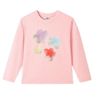 安奈儿童装女童圆领长袖T恤春新款甜美纯棉运动速干打底衫