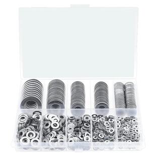900个盒装 M2-M12 304不锈钢圆形平垫金属垫圈密封环螺丝垫片套装