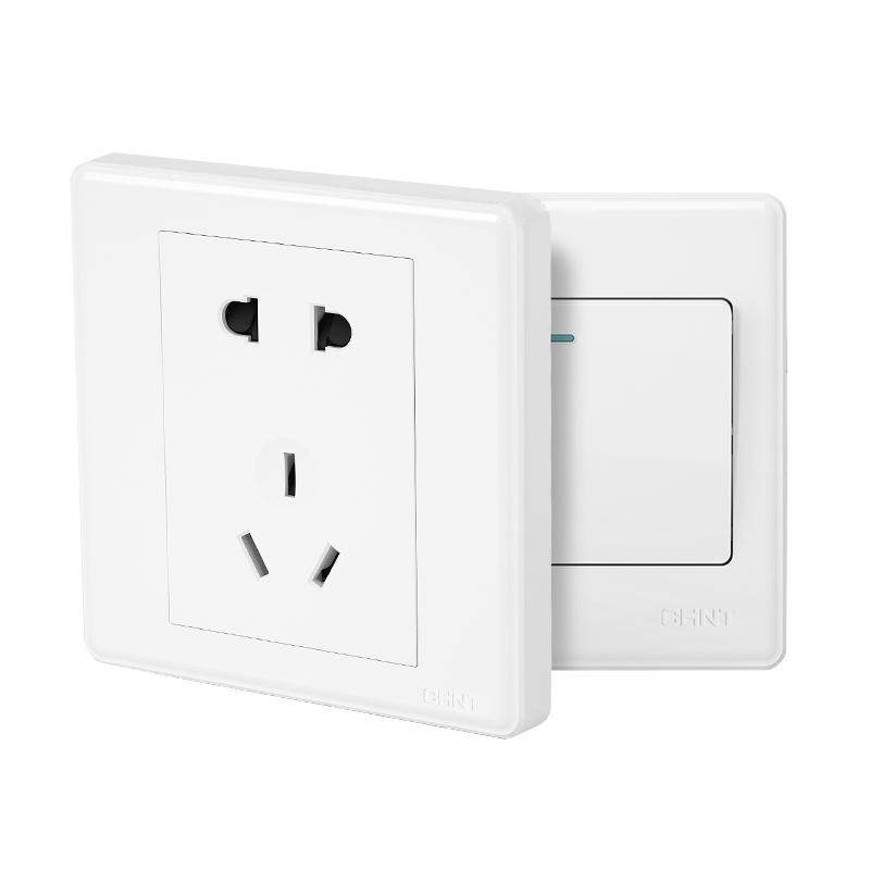 1273正泰墙壁开关插座面板86型家用暗装16A空调插五孔10A电源插座