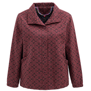 中老年女春秋装风衣外套妈妈洋气上衣老太太服装奶奶宽松衣服休闲