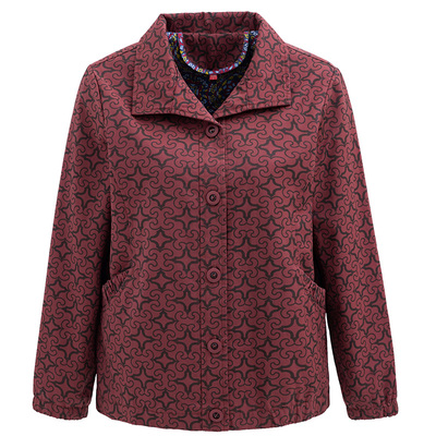 中老年女春秋装风衣外套宽松妈妈