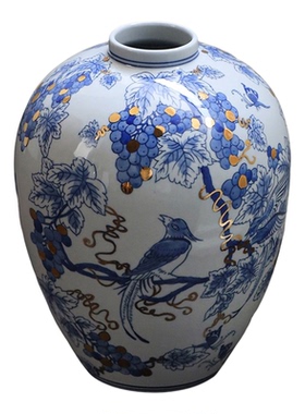 景德镇青花瓷陶瓷花瓶中式艺术摆件玄关客厅插花装饰复古高级感