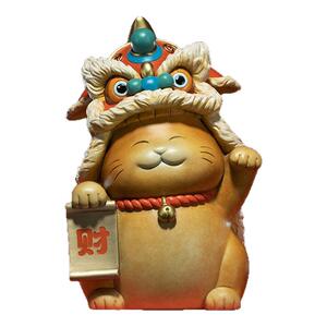 铜师傅醒狮招财猫铜摆件开业礼盒