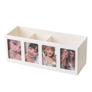 ins风小卡收纳盒大容量桌面笔筒追星分格卡位盒子文具卡片展示架