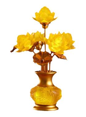 水琉璃插电佛堂黄光莲花灯五品莲