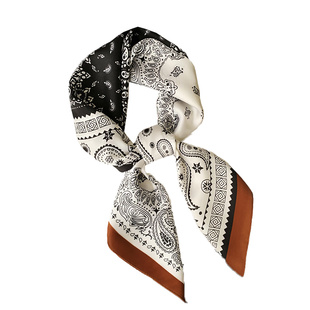 丝巾女士2026新款系脖高级感轻奢腰果花方巾百搭配衬衫韩系氛围感