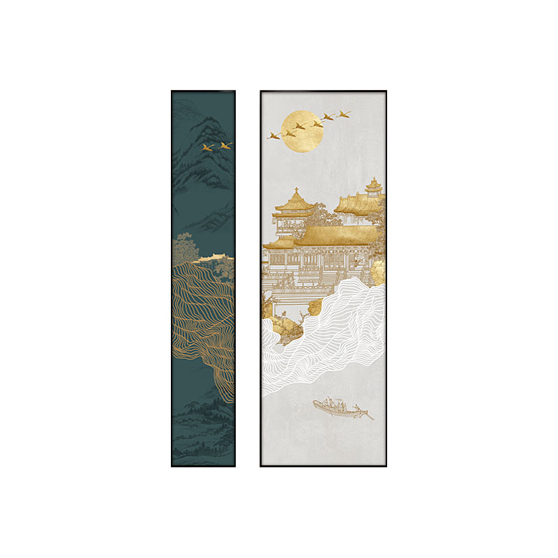 新中式入户玄关装饰画浮雕山水画