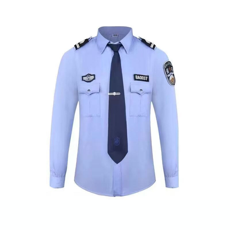新款保安服长袖衬衣 男女保安白色衬衣 物业小区保安长袖衬衫春秋