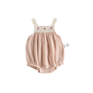 【新品】Oak Family全棉绉布纱宝宝爬服婴儿夏季花苞裤背心包屁衣