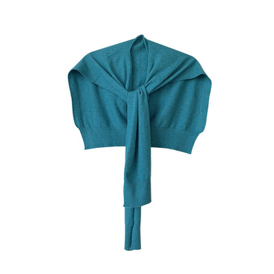 羽迹EAL韩国纯色毛线针织披肩围脖2025春外搭假领子打结围巾女