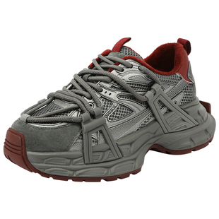 【星途】UBZ 厚底老爹鞋女2026春季新款休闲红增高复古灰色运动鞋