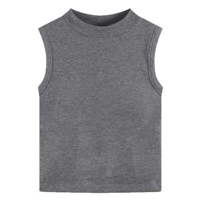 简约无袖一体式棉质背心女带胸垫