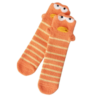 比奇堡丑萌搞怪袜子女秋冬加绒加厚保暖中筒袜可爱卡通居家睡眠袜
