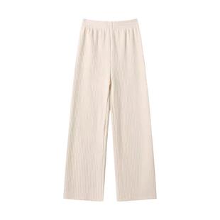 雪尼尔阔腿裤女2025新款春秋冬季高腰直筒灯芯绒休闲白色加绒裤子