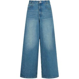 CALVINLUO 浅蓝高腰阔腿牛仔裤百搭长裤 经典系列 009 林允同款