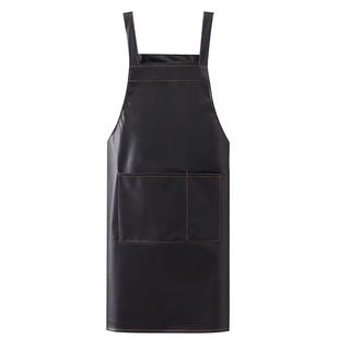 防水背带围裙定制印字女上班厨房烘焙商用男士皮革餐饮专用工作服