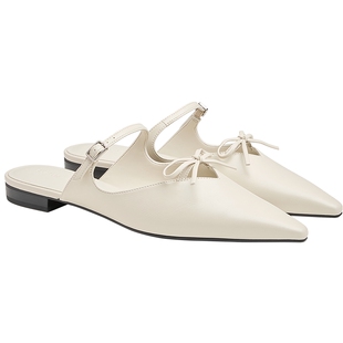 CHARLES&KEITH26秋新款CK1-70381245尖头蝴蝶结包头凉拖鞋穆勒鞋