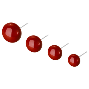 999纯银馒头珍珠耳钉女安可拉红色耳环高级感过年耳饰2026马新年