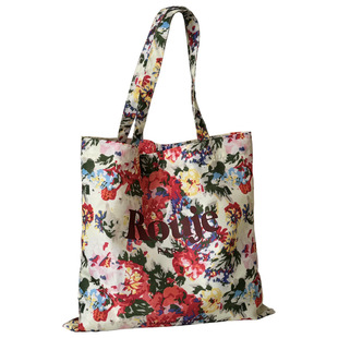 蓝格纹花朵印花单肩包ins博主同款Rouje布袋2023新款包包