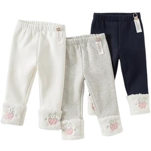 戴维贝拉女童裤子2026冬装新款女宝长裤加绒儿童打底裤弹力紧身裤