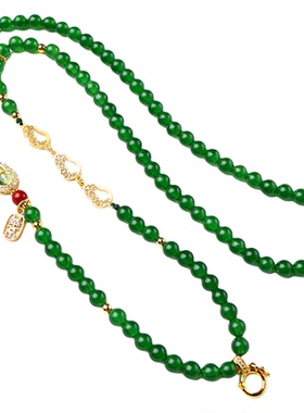 原创设计唐卡佛牌绿玉髓朱砂挂链