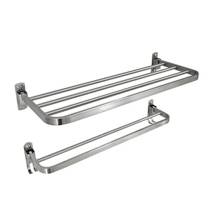 不锈钢毛巾挂架免打孔浴室浴巾置物架卫生间单层折叠毛巾架浴巾架