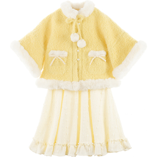 乌扣.玉团暖裘 女童汉服明制套装儿童冬款中国风日常古装圆领加厚