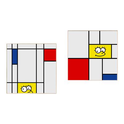 Mondrian蒙德里安红黄蓝格子儿童房装饰画现代简约酒店卧室挂壁画