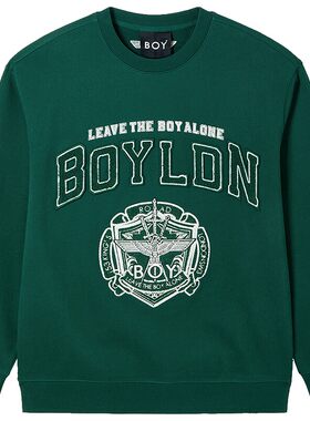 BOYLONDON春季潮牌男女同款字母图腾学院风圆领长袖卫衣N03016