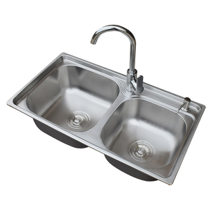 加厚304不锈钢水槽双槽带插刀架套餐拉丝洗菜盆洗碗池双盆包邮